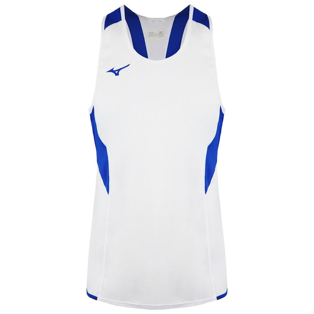 Mizuno Singlet Mens White/Blue Tank Top