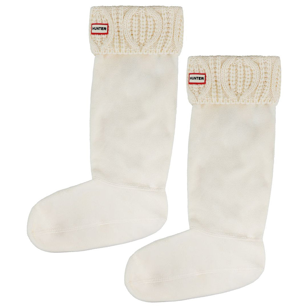 Hunter Original Cable Cuff Tall White Boot Socks