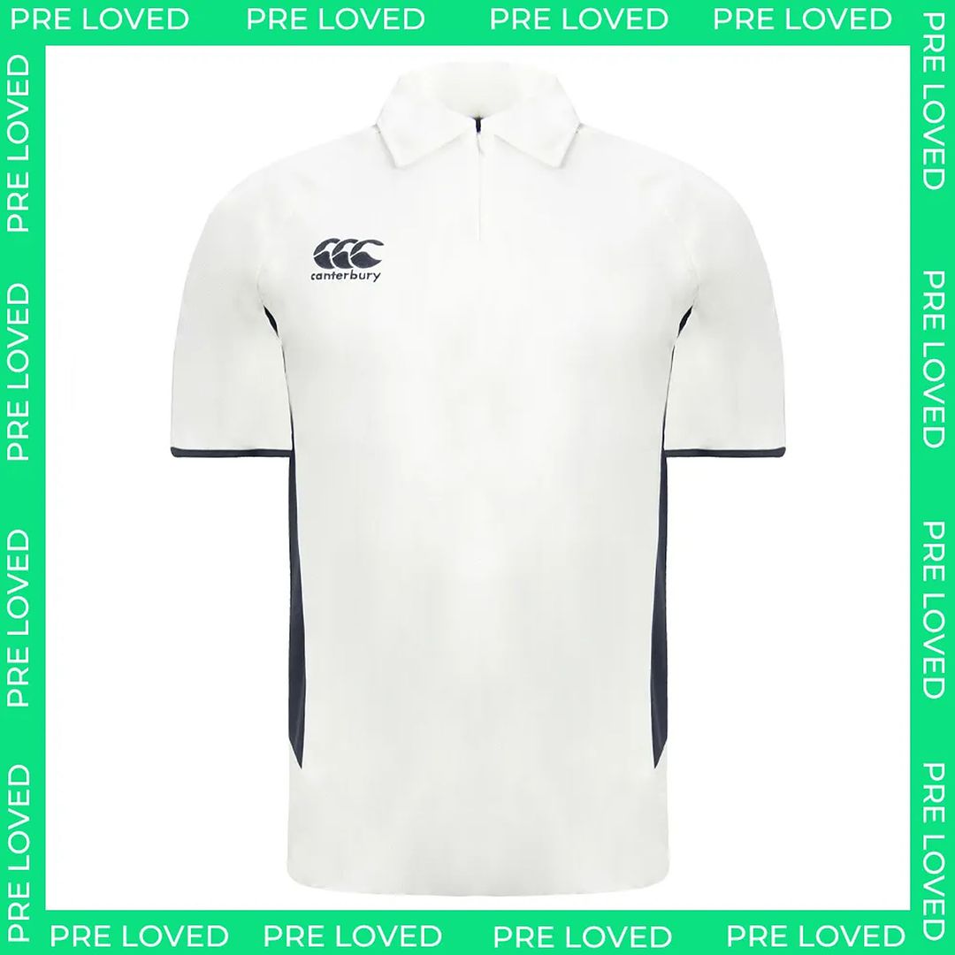 Canterbury Pro Cricket Kids Off White Polo Shirt - Dirty Marks