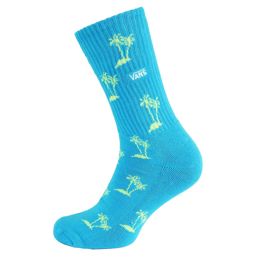 Vans Off The Wall Palm Print Mens Blue/Yellow Socks