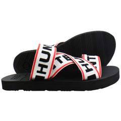 Hunter Elastic Crossover Logo Womens White Sliders