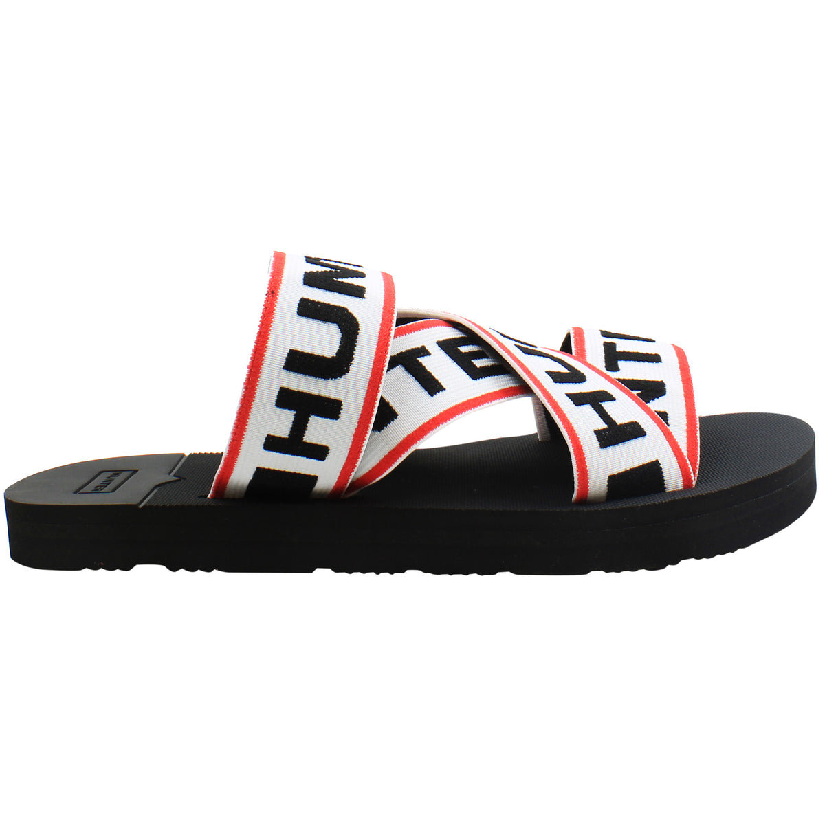 Hunter Elastic Crossover Logo Womens White Sliders