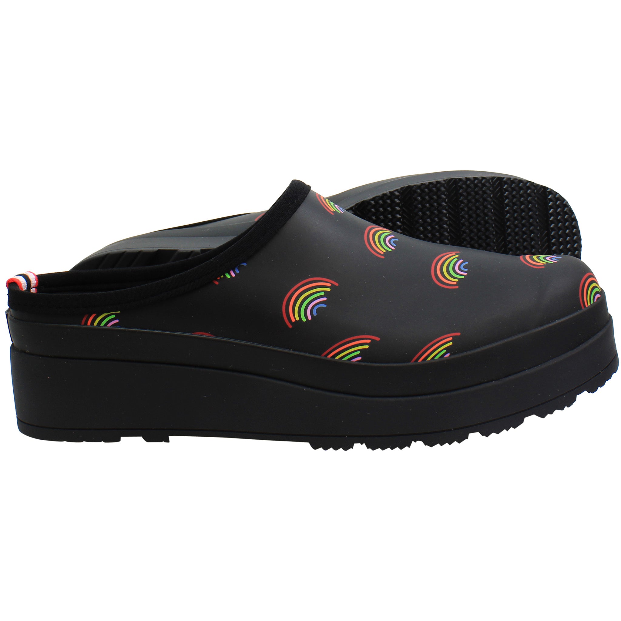 Hunter Play Mini Rainbow Print Womens Navy Clogs