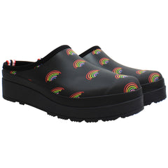 Hunter Play Mini Rainbow Print Womens Navy Clogs