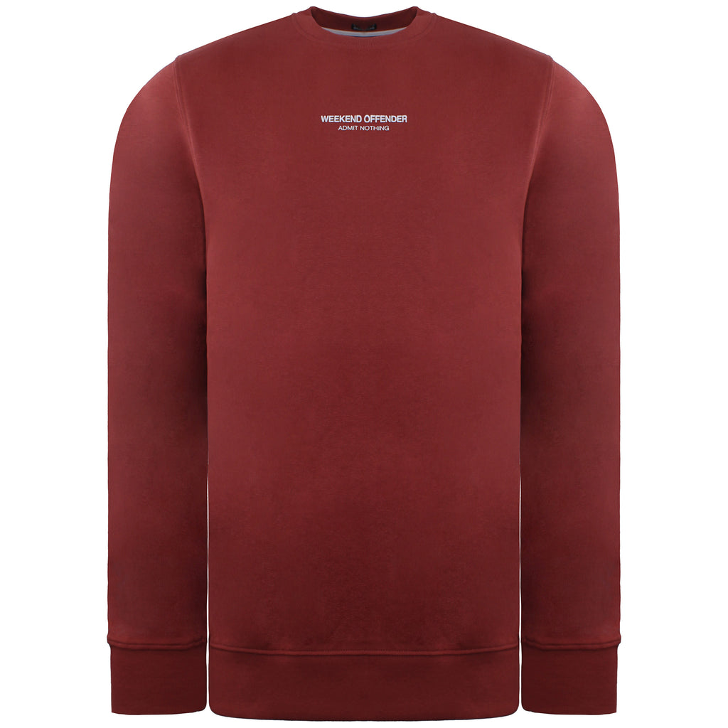 Weekend Offender Logo Mens Dark Red Sweater