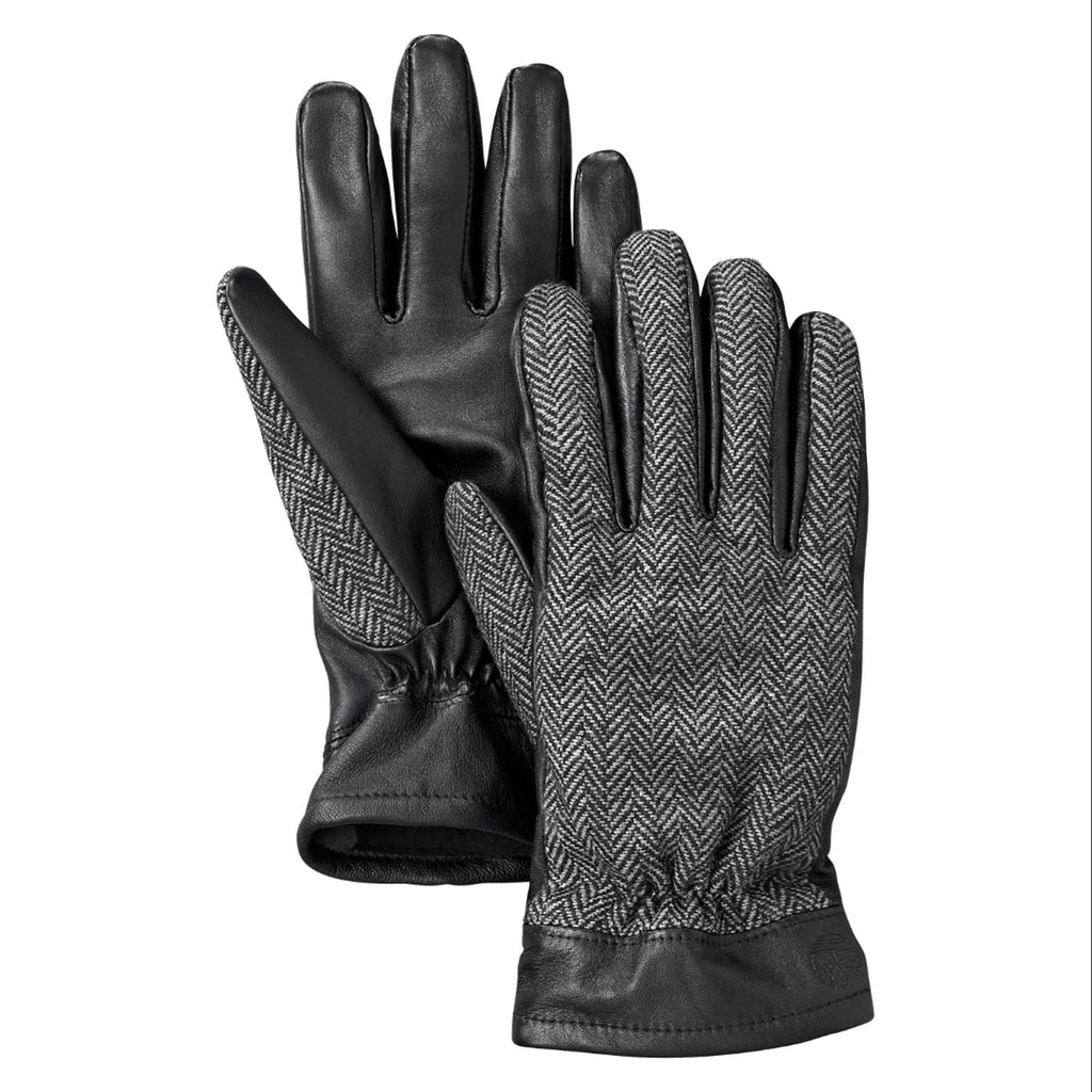 Timberland Black/Grey Mens Knitted Mixed-Media Winter Gloves A1GFD 001