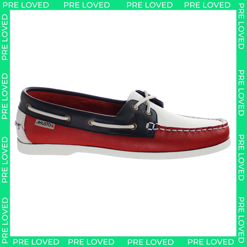 Musto Harbour Mens White/Red Boat Shoes NO BOX