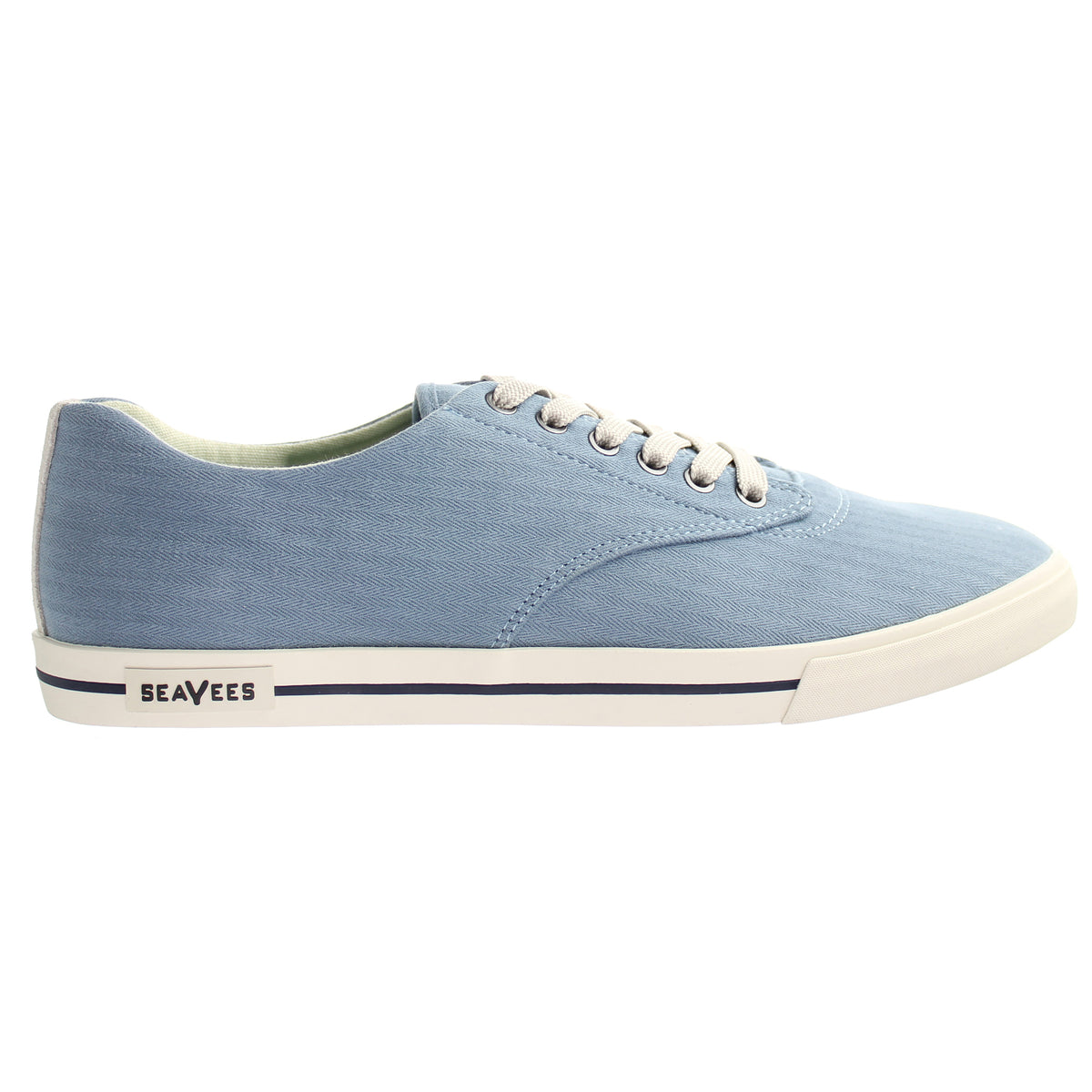 Seavees Hermosa Blue Mirage Herringbone Twill Surwash Plimsoll Blue Mens Plimsolls