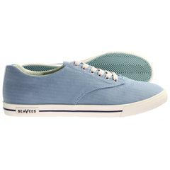 Seavees Hermosa Blue Mirage Herringbone Twill Surwash Plimsoll Blue Mens Plimsolls