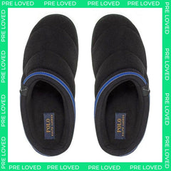 Ralph Lauren Button Scuff Black Mens Slippers NO BOX