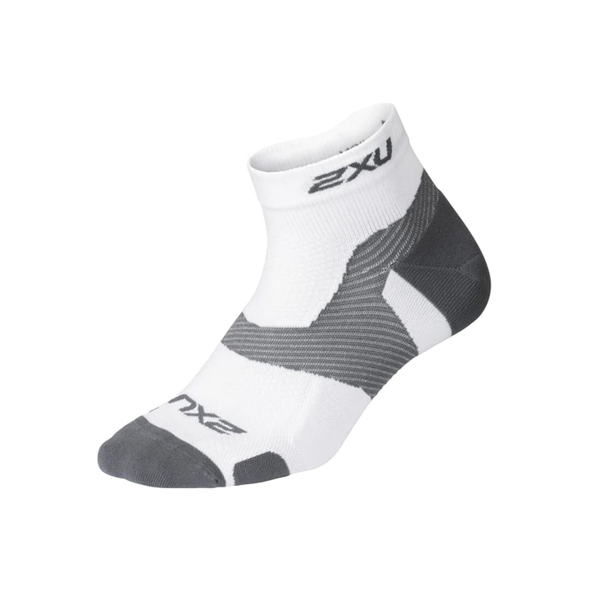 2XU Light Cush Mens White/Grey 1/4 Crew Socks