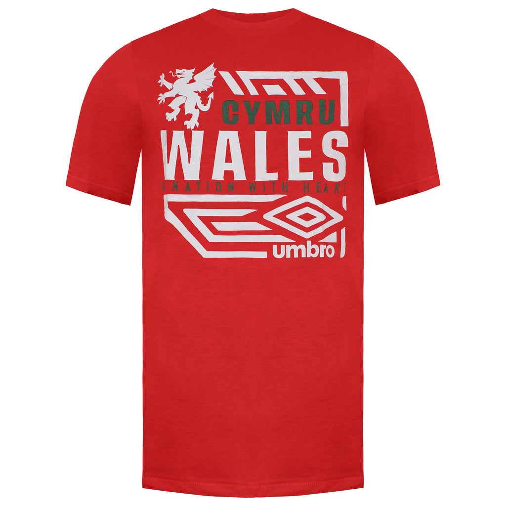 Umbro Wales Diamond Dragon Mens Red T-Shirt