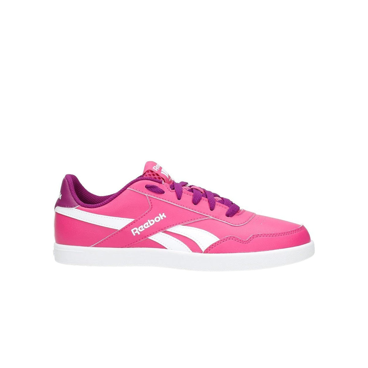 Reebok Royal Effect Lace-Up Pink Smooth Leather Kids Trainers V67754