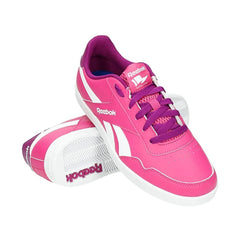 Reebok Royal Effect Lace-Up Pink Smooth Leather Kids Trainers V67754