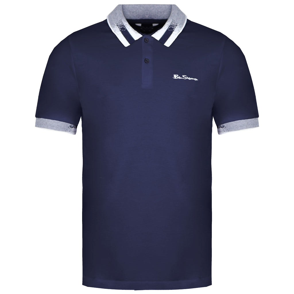 Ben Sherman Collar Interest Mens Navy Polo Shirt