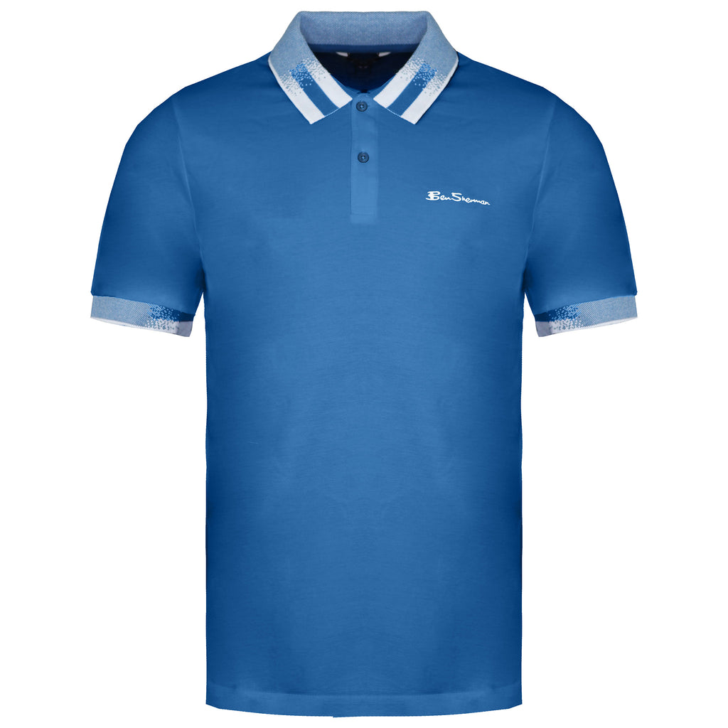 Ben Sherman Collar Interest Mens Blue Polo Shirt