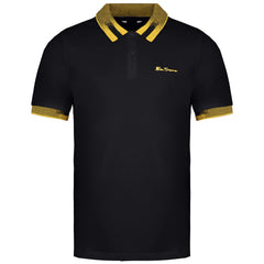 Ben Sherman Collar Interest Mens Black Polo Shirt