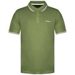 Ben Sherman Twin Tipped Mens Olive/White Polo Shirt