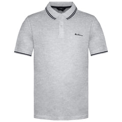 Ben Sherman Wide Twin Tipped Mens Grey Polo Shirt