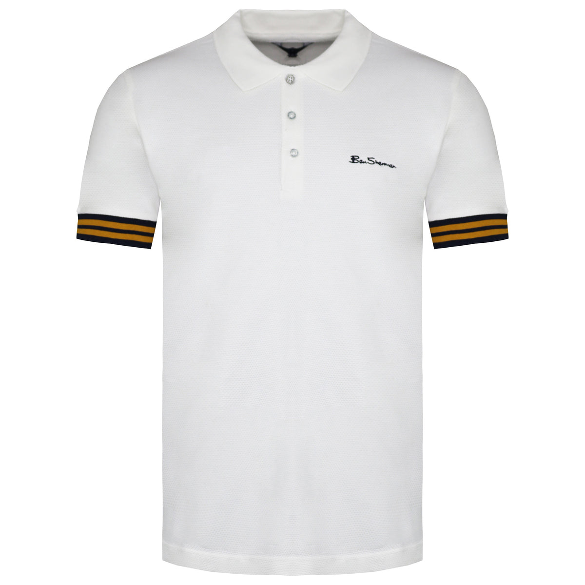 Ben Sherman Pineapple Pique Mens White Polo Shirt