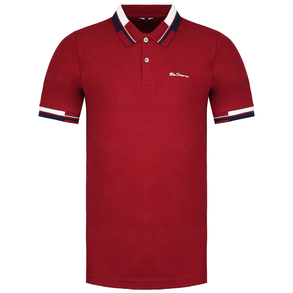 Ben Sherman Mod Stripe Mens Red Polo Shirt