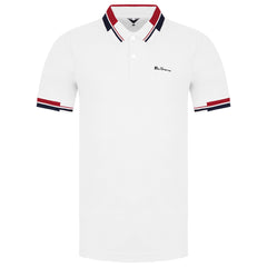 Ben Sherman Collar Interest Mens White Polo Shirt