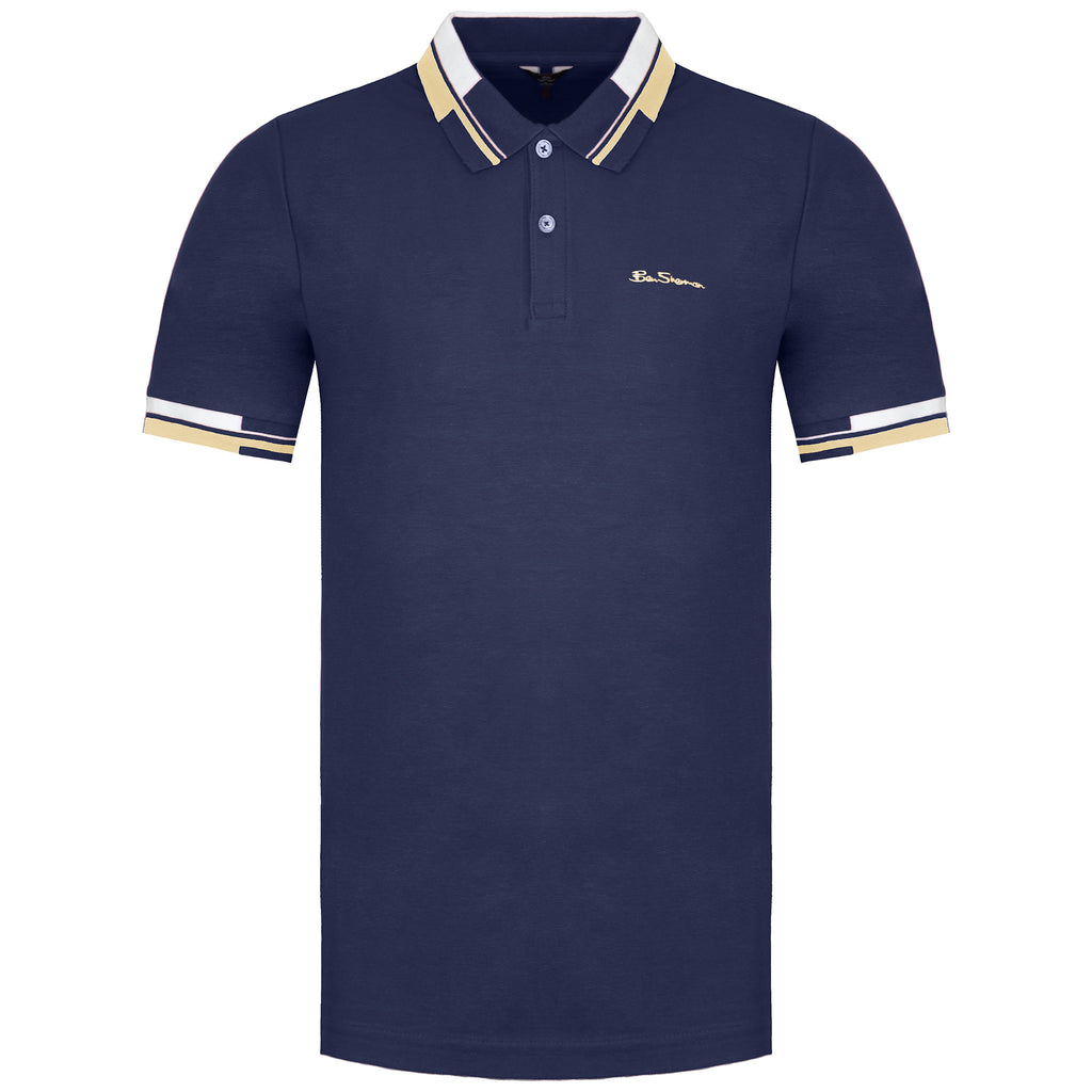 Ben Sherman Collar Interest Mens Navy Polo Shirt