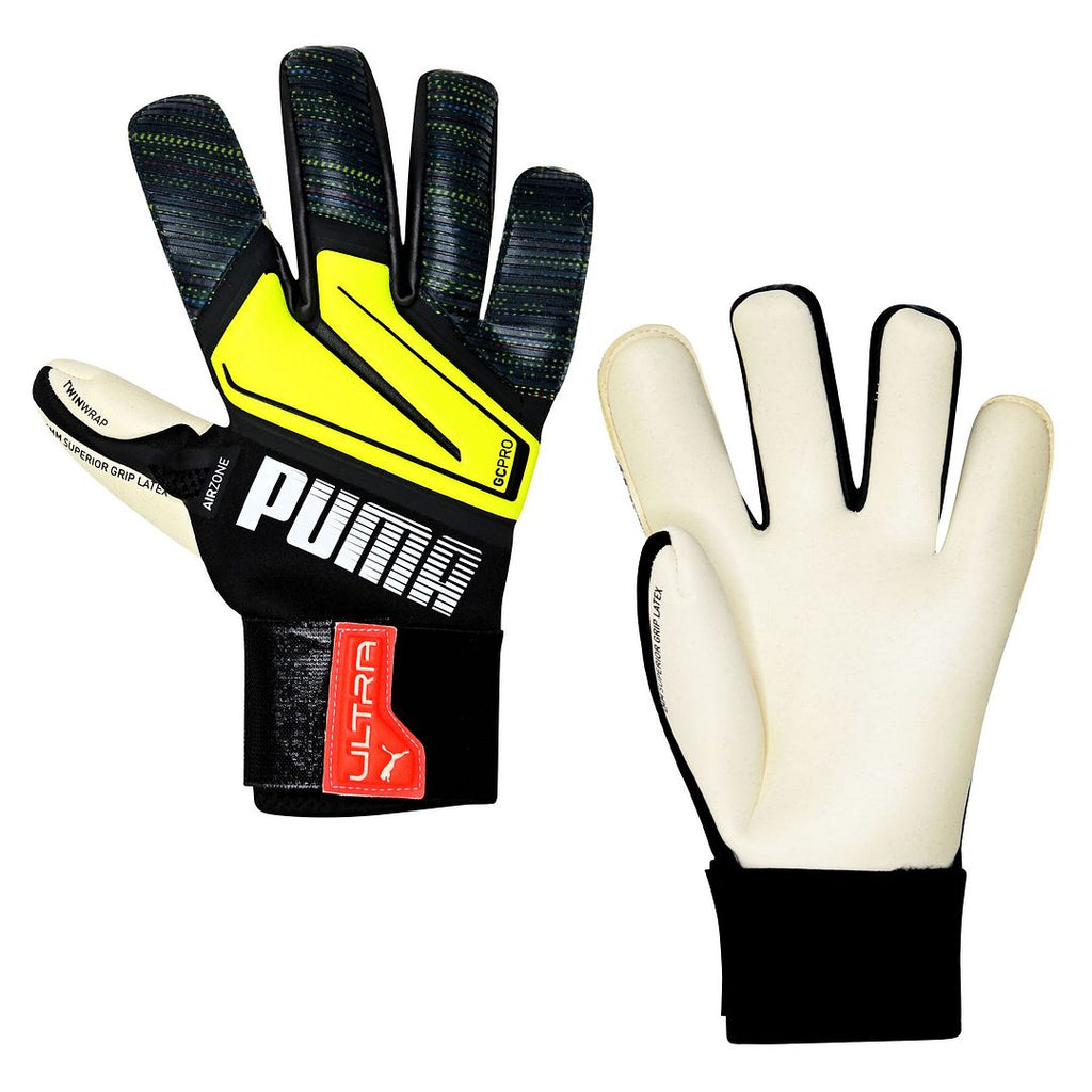 Puma Ultra Grip 1 Hybrid Pro Mens Black/Yellow Goalkeeper Gloves