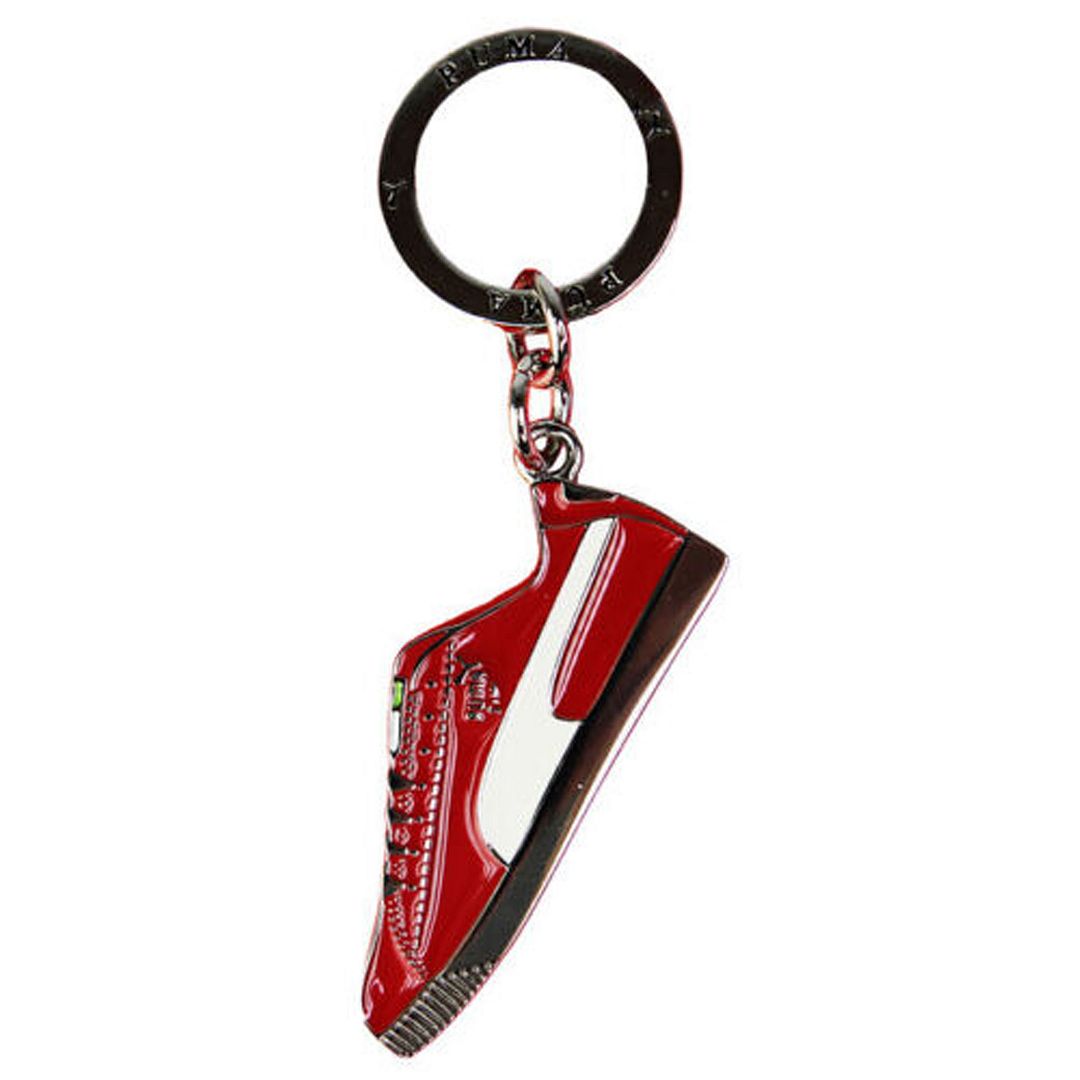 Puma Metal Silver Red Enamel Shoe Keyring Unisex