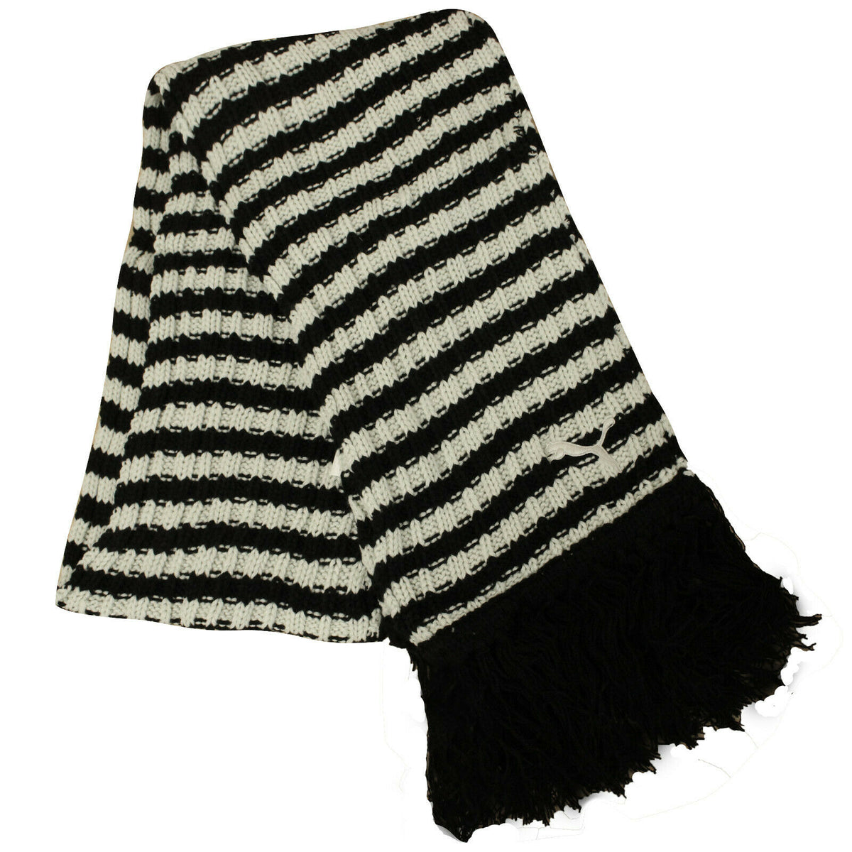 Puma Unisex Mens Womens Knit Scarf Black Grey White