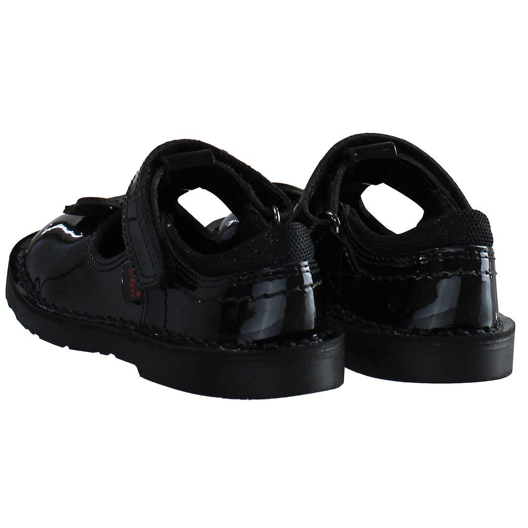 Kickers T Bar Flutter Kids Black Shoes