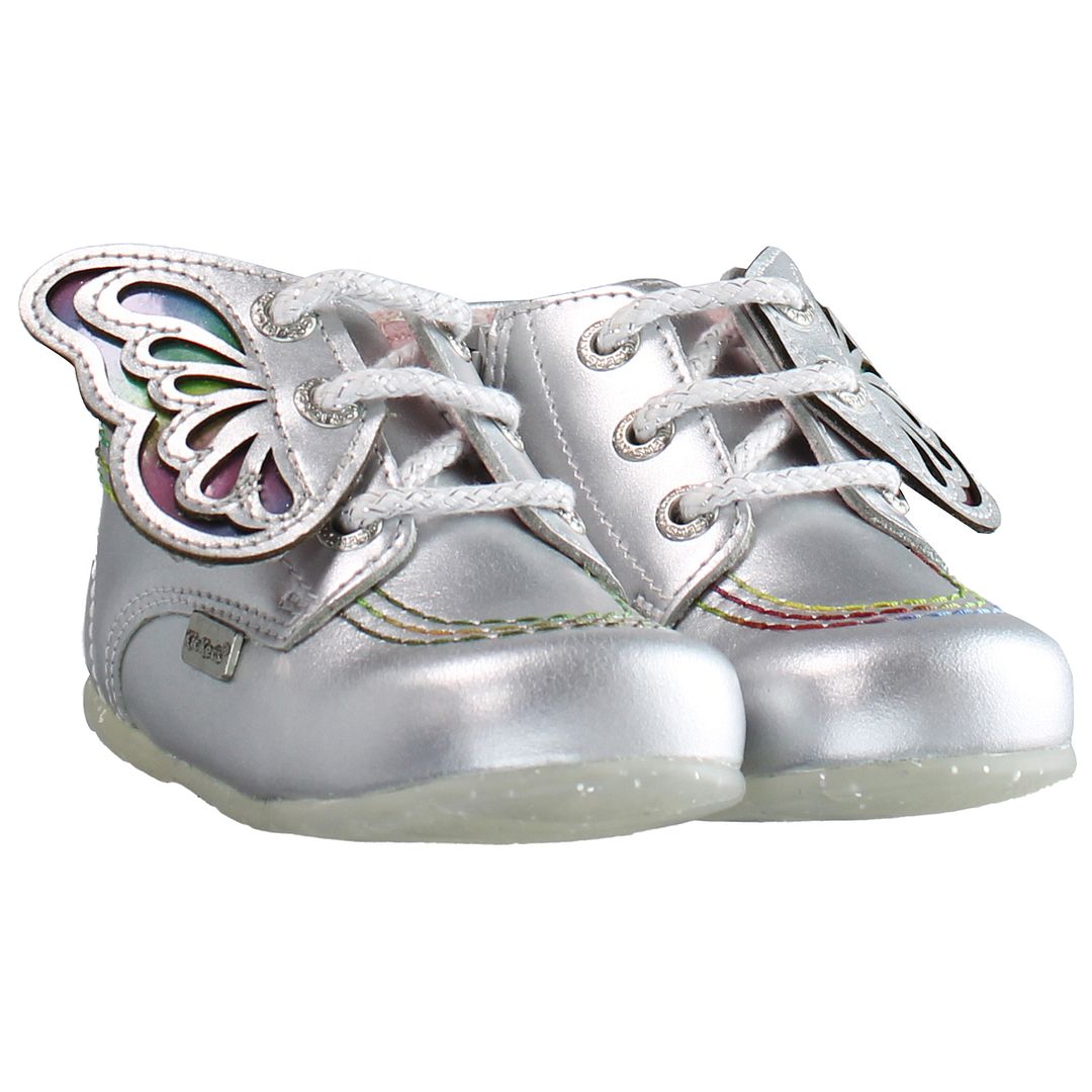 Kickers Hi Faires Kids Silver Boots