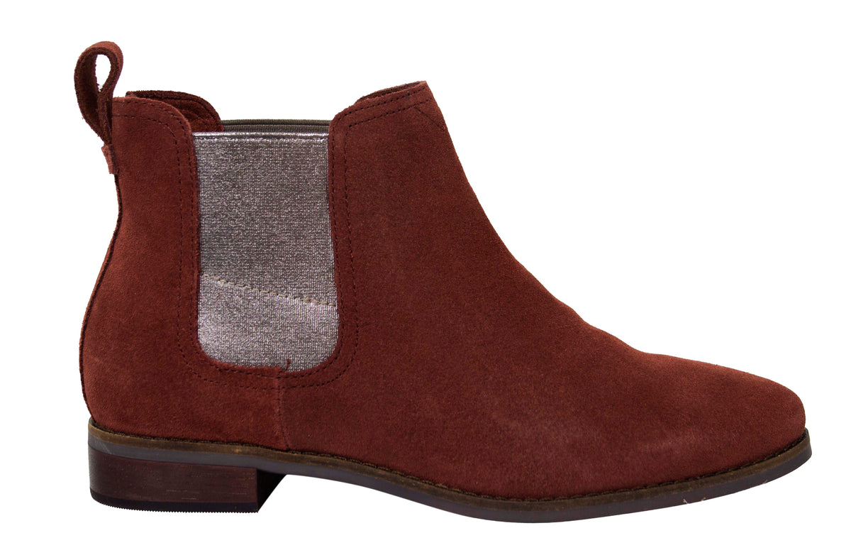 Toms Ella Burgundy Chelsea Boots - Womens