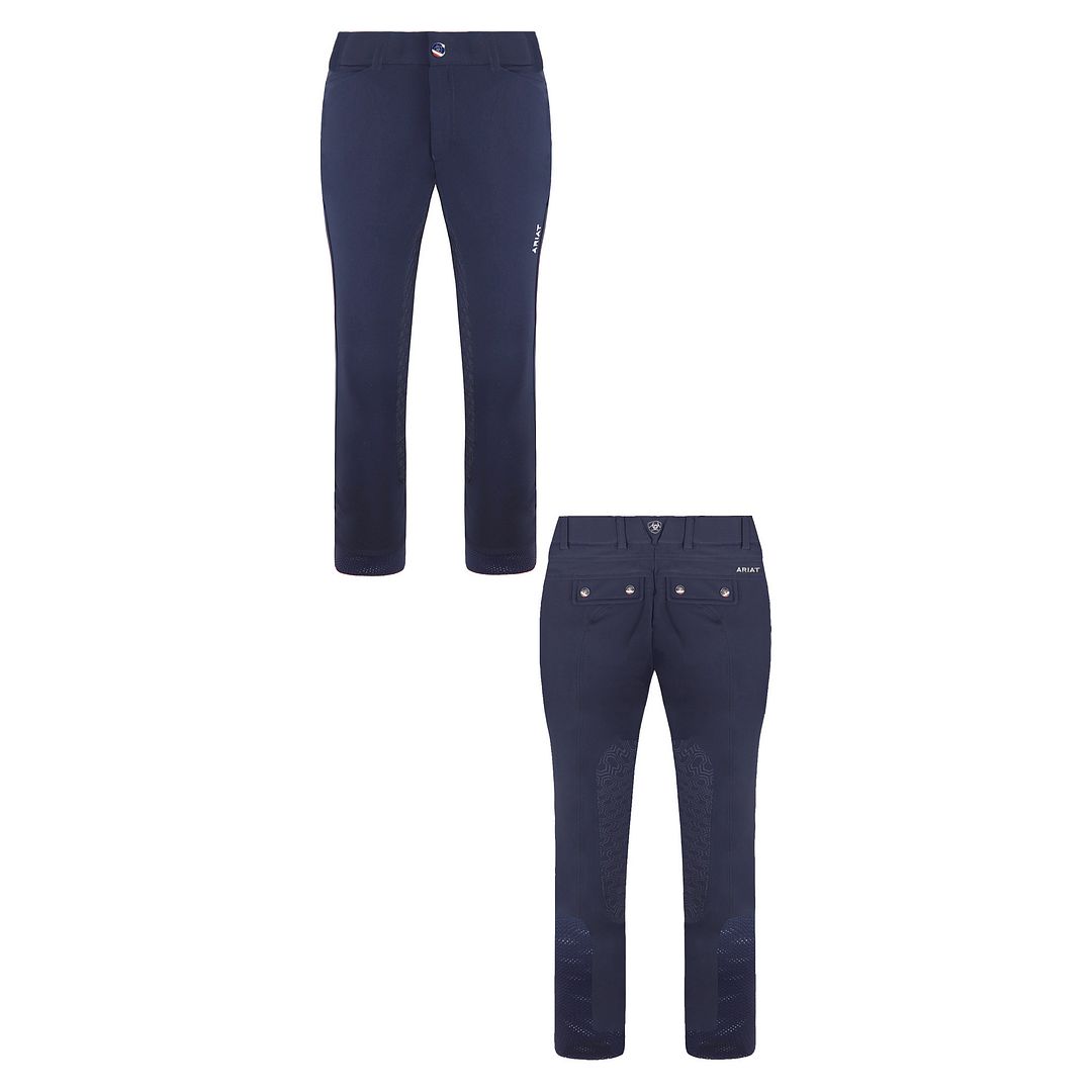 Ariat Tri Factor Kids Navy Blue Knee Patch Breech