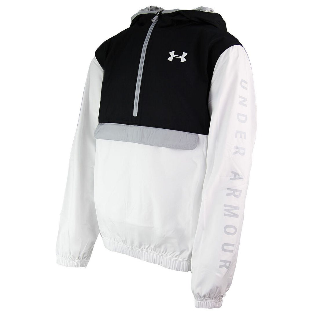 Under Armour Loose Long Sleeve 1/2 Zip Kids White Hooded Windbreaker