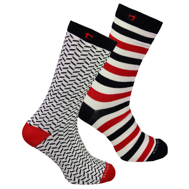 Scotch & Soda 2-Pack Blend Printed Stripes Colourful Mens Socks