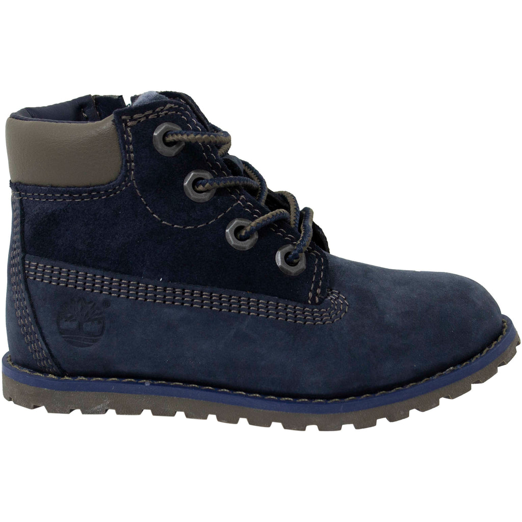 Timberland Pokey Pin 6 Inch Navy Leather Lace Up Toddlers Chukka Boots 1951B