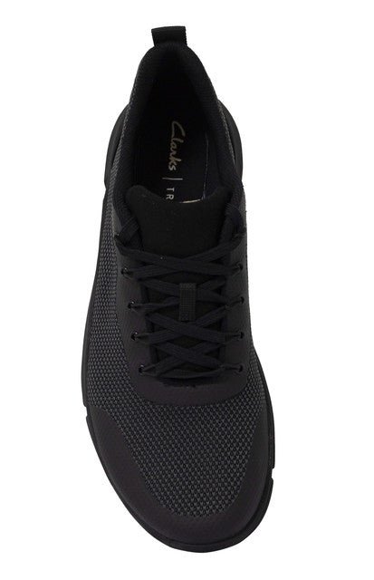 Clarks Triken Jump Black Textile Low Lace Up Trainers - Mens