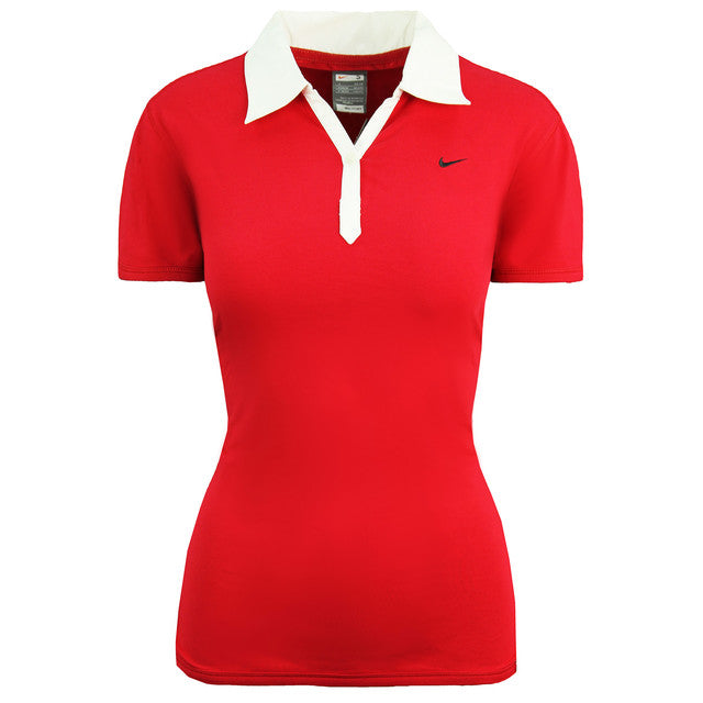 Nike Dri-Fit Womens Red Tennis Polo Shirt