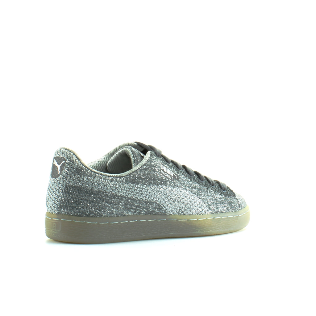 Puma Basket Knit Mens Metallic Silver Trainers