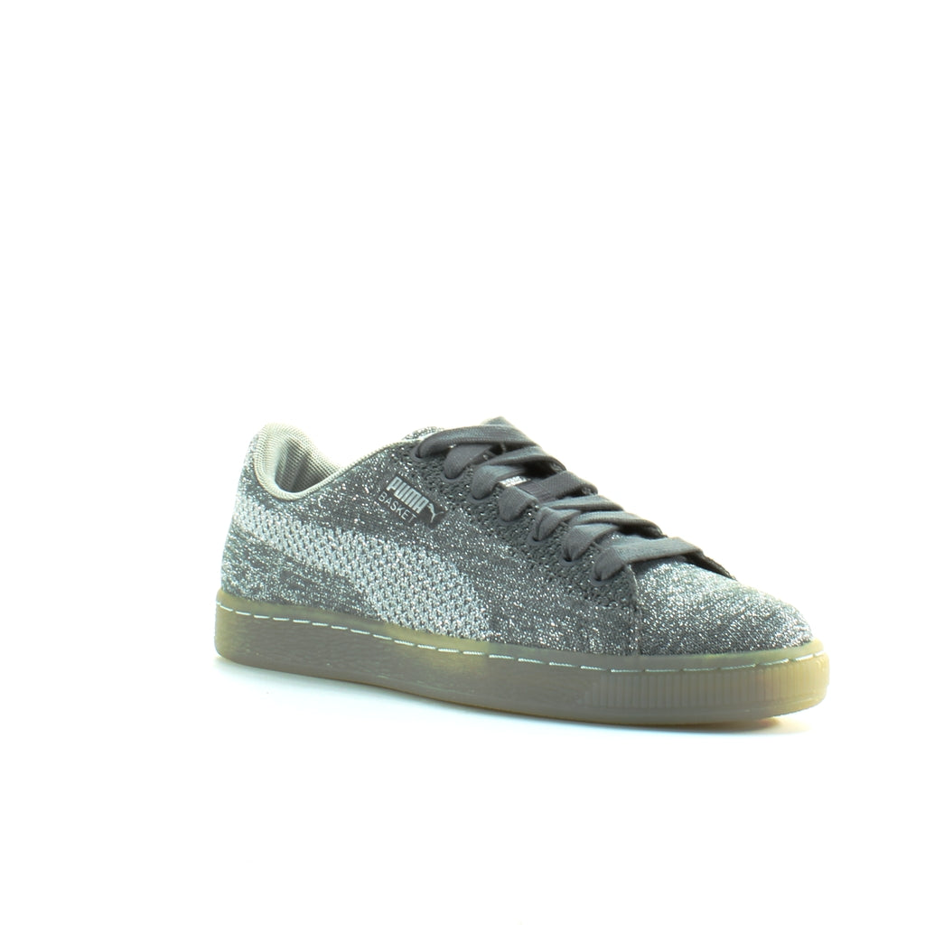 Puma Basket Knit Mens Metallic Silver Trainers