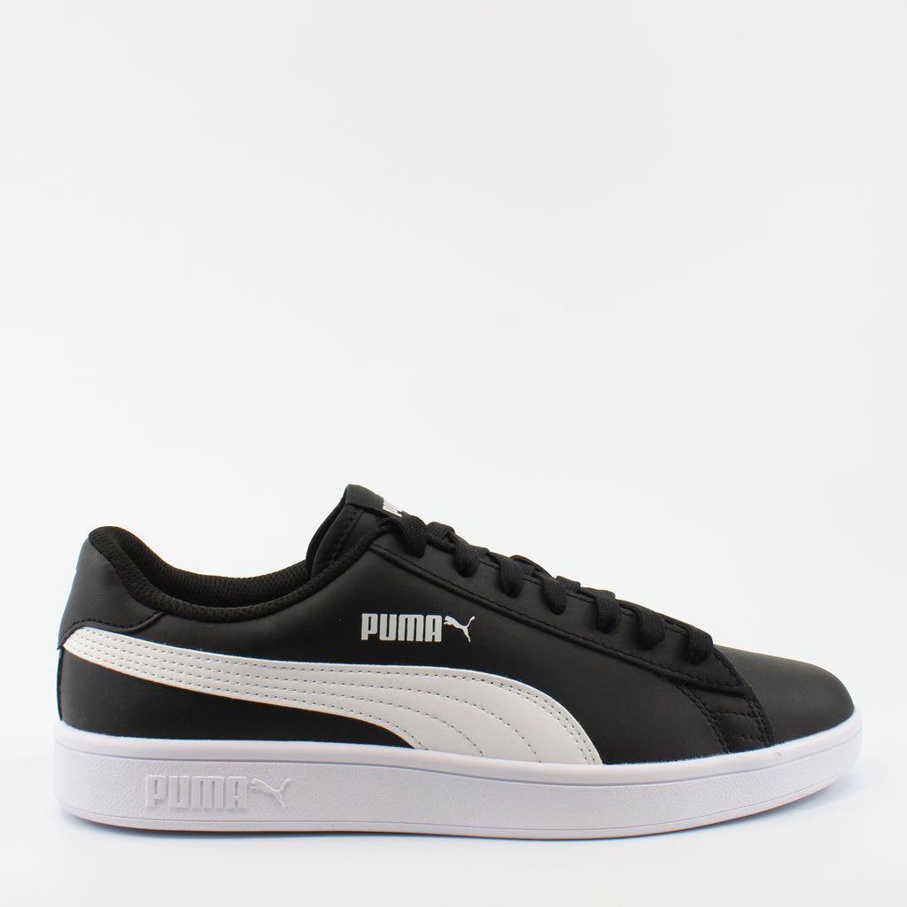 Puma Smash V2 Black Leather Mens Lace Up Trainers 365215 04