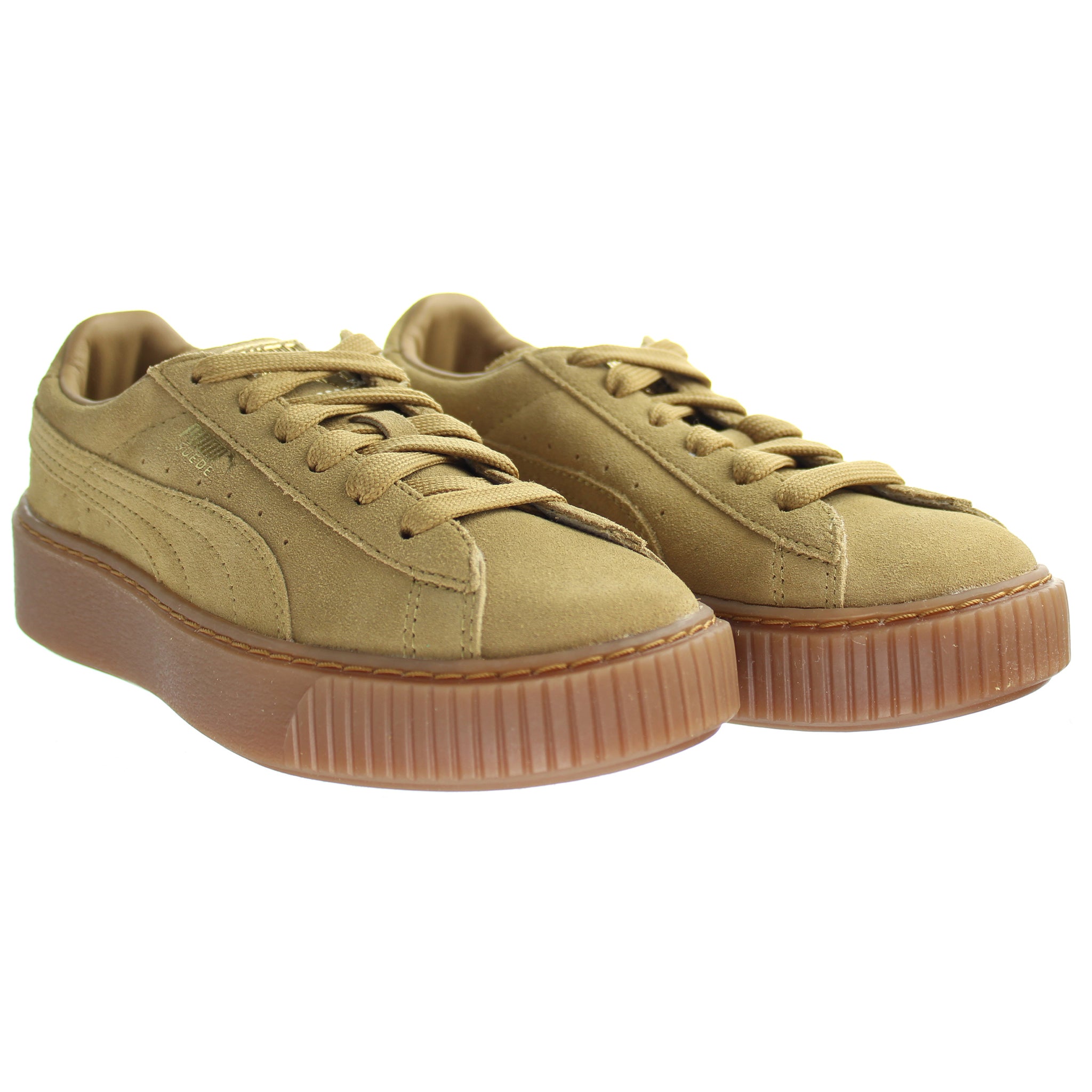 Pums Suede Platform SD PS Kids Gold Trainers