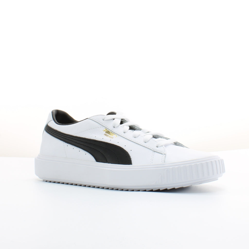 Puma Breaker White Leather Mens Lace Up Trainers 366078 02