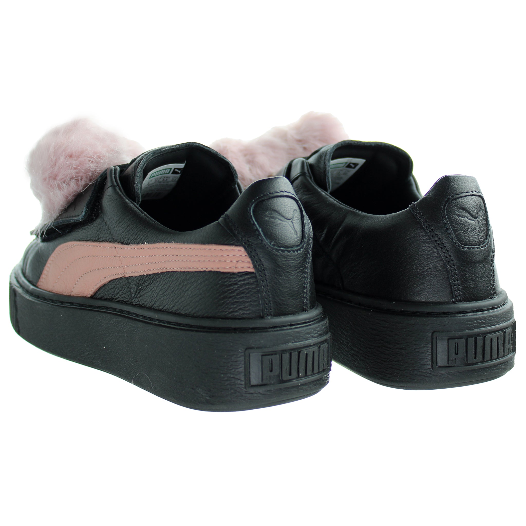 Puma Basket Platform PomPom Womens Black Trainers