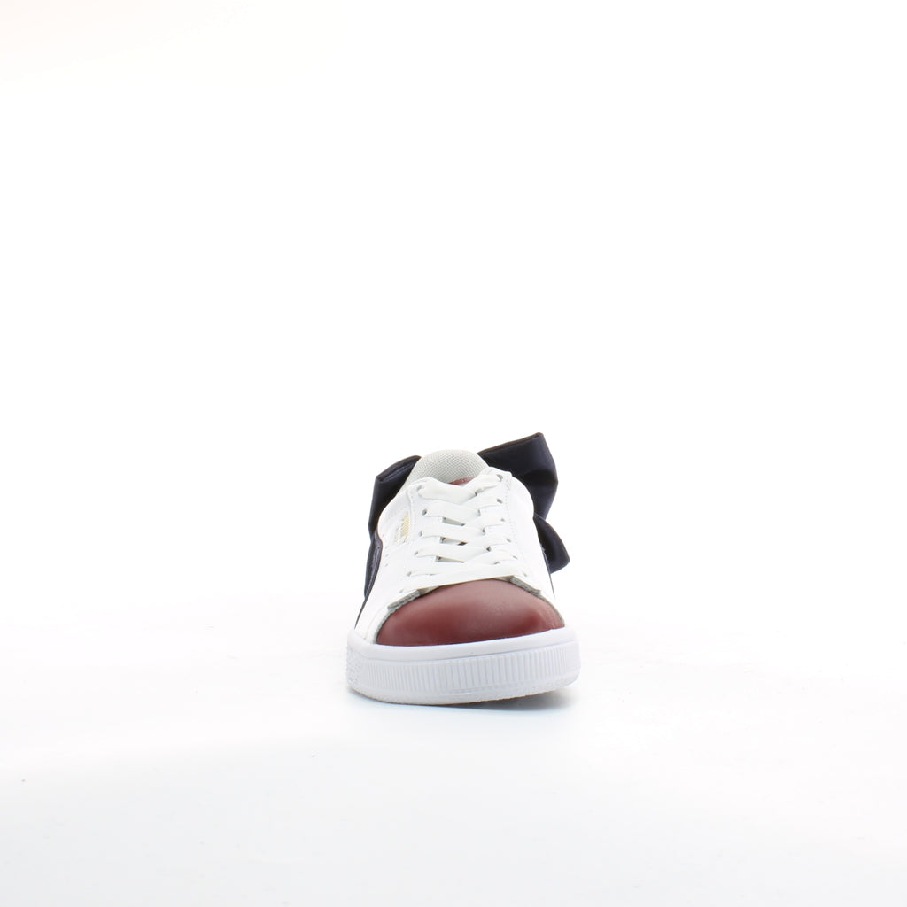 Puma Basket Bow White Leather Womens Lace Up Trainers 367733 01