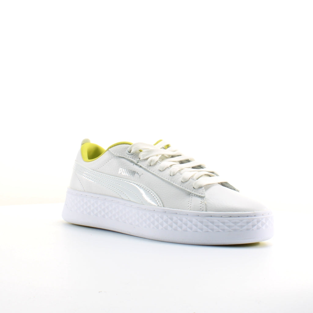 Puma Smash Platform Trailblazer White Leather Womens Lace Up Trainers 369133 02