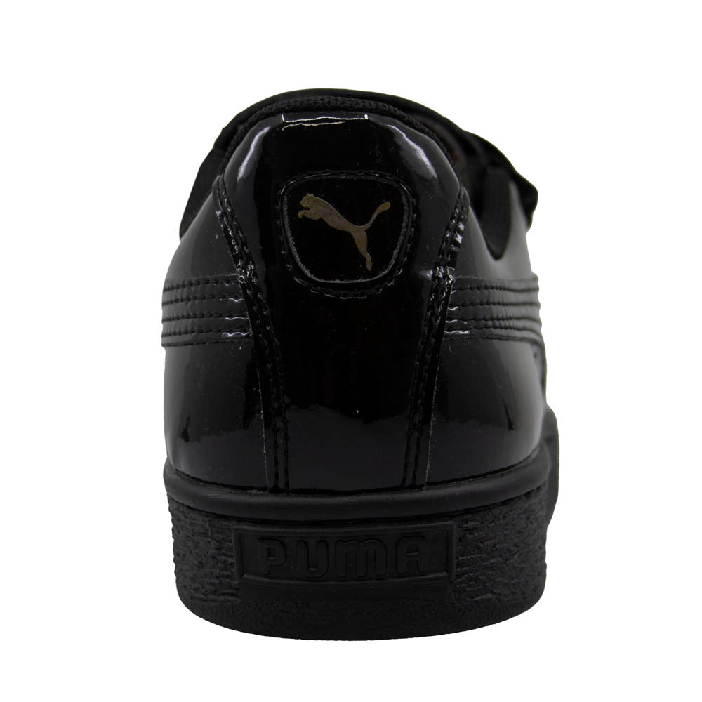 Puma Basket Crush Black Patent Leather Low Lace Up Trainers - Womens