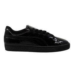 Puma Basket Crush Black Patent Leather Low Lace Up Trainers - Womens