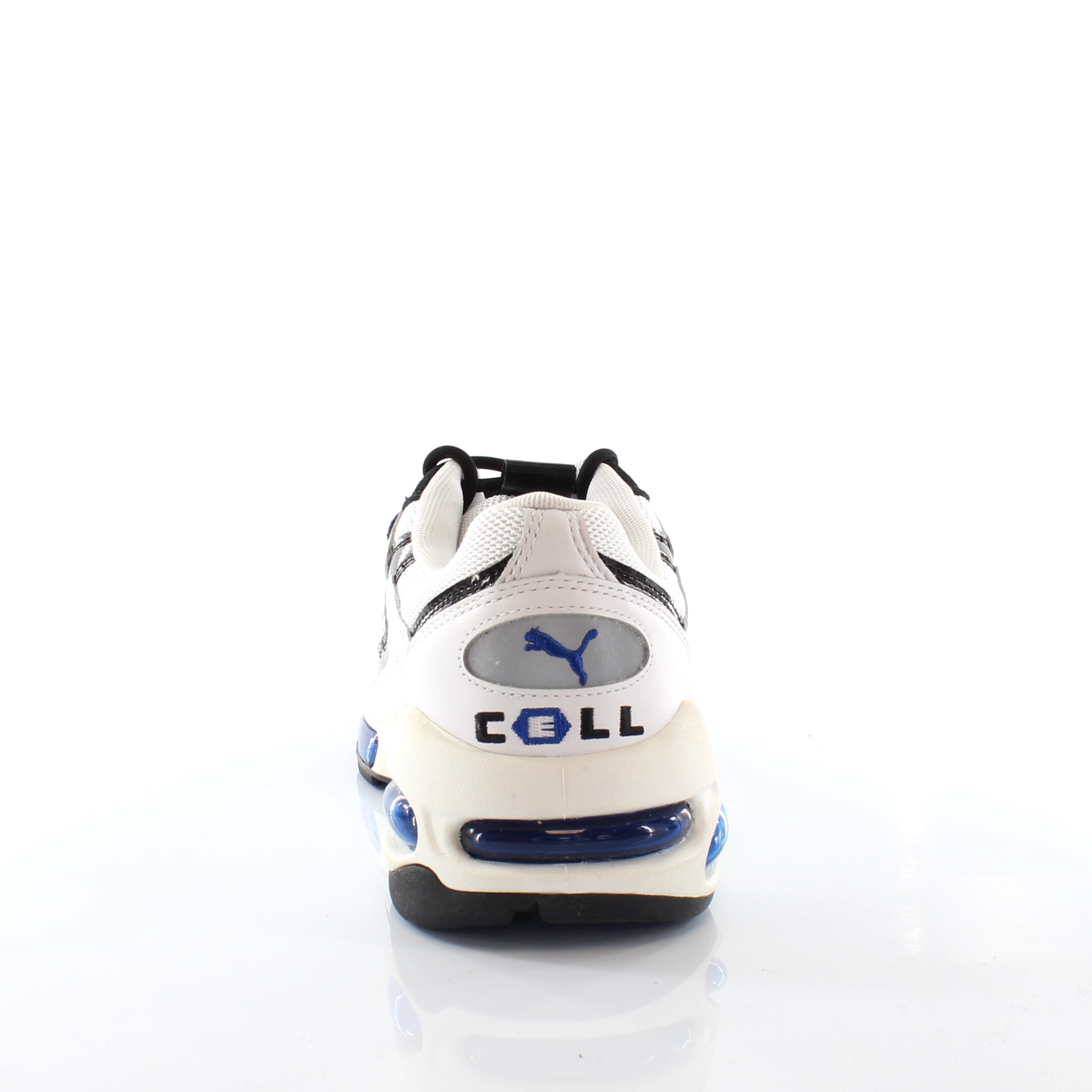 Puma Cell Endura "Patent 98" White Blue Lace Up Mens Trainers 369633 02